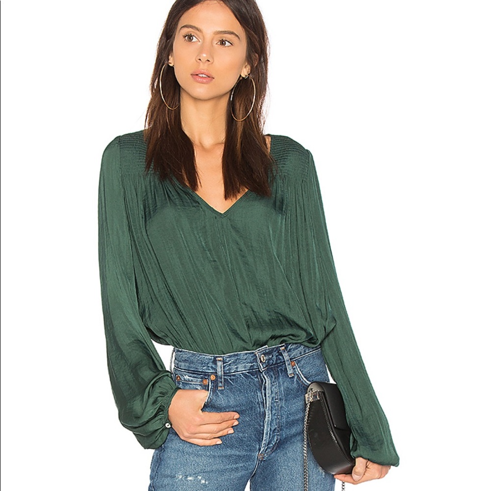 Free People Smockin n Rockin Bodysuit in Green